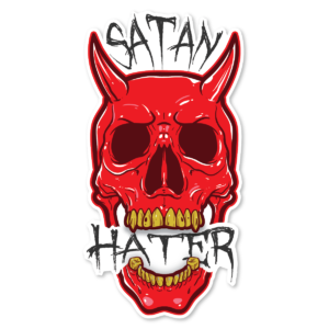 Satan Hater Sticker in Red