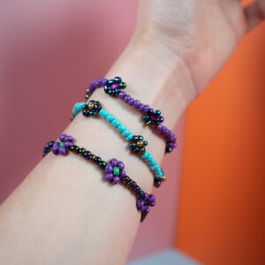 Friendship Garden Bracelets (Set of 3 // Medium // Teal, Purple, Blue)