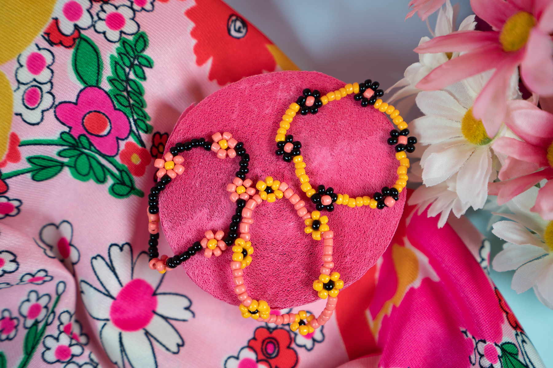 Friendship Garden Bracelets (Set of 3 // Medium // Pink, Black, Orange) - Image 2