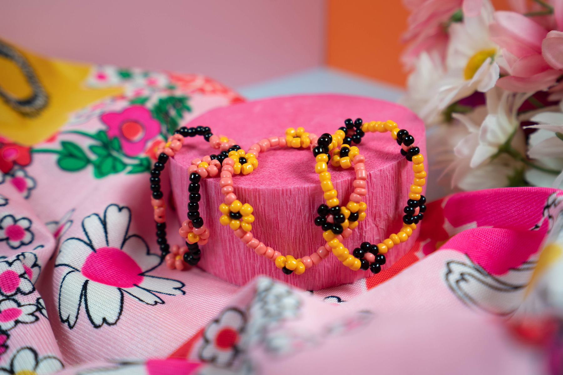 Friendship Garden Bracelets (Set of 3 // Medium // Pink, Black, Orange) - Image 3