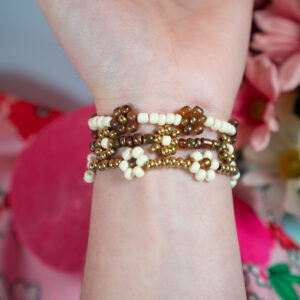 Friendship Garden Bracelets (Set of 3 // Small // Gold, Cream, Brown)