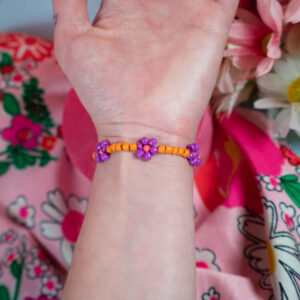 Flower Power Bracelet // Small // Orange, Purple