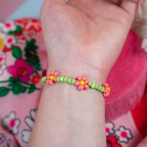Flower Power Bracelet // Small // Pink, Green